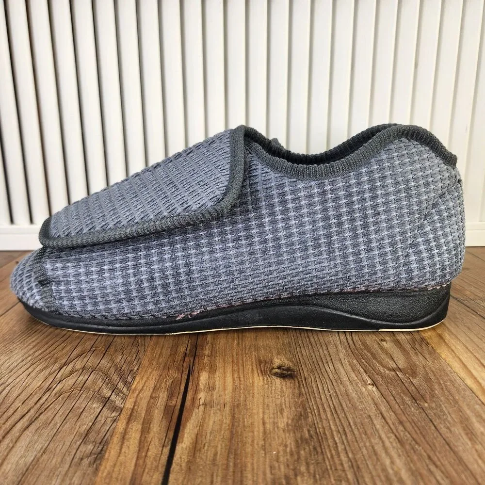 Silverts Slip Resistant Slippers Mens Sz 13 Blue Adjustable Senior Comfort Shoes